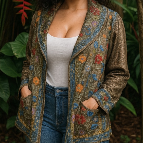 Johnny Was Biya Zaza Metallic Hoodie/Jacket NWT extremely rare - Picture 6 of 16